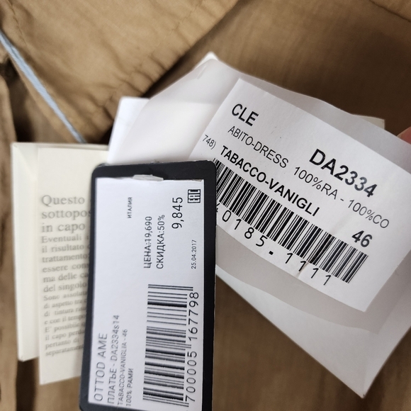 ottod'ame Button Front Fit and Flare Midi Shirt Dress  Tan Ramie Size 10/12 - Picture 16 of 16